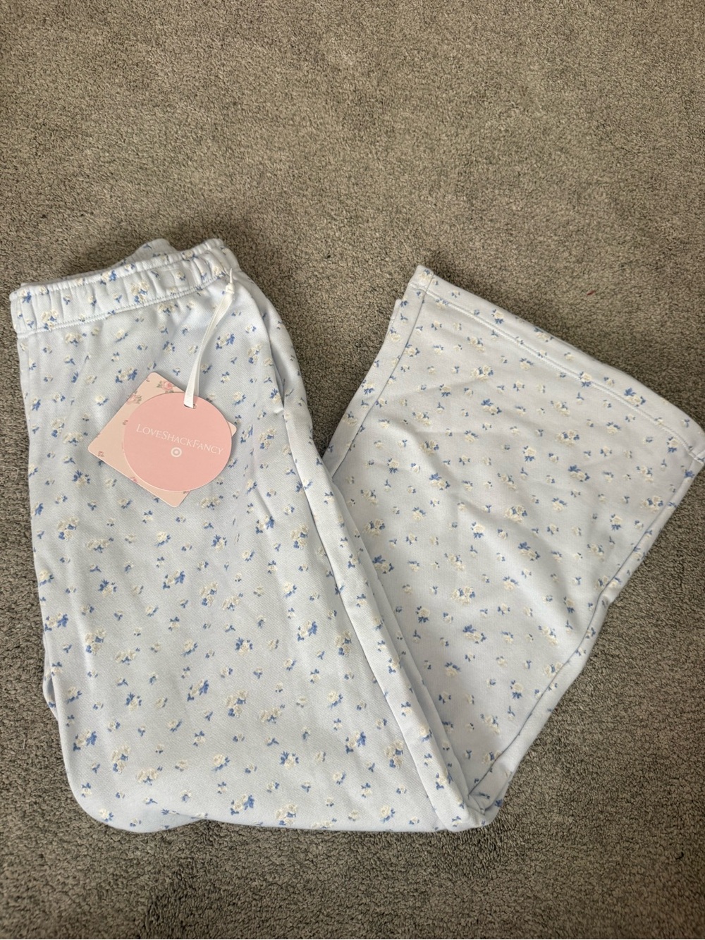 LoveShackFancy Girls' Light Blue Floral Kids SweatPants